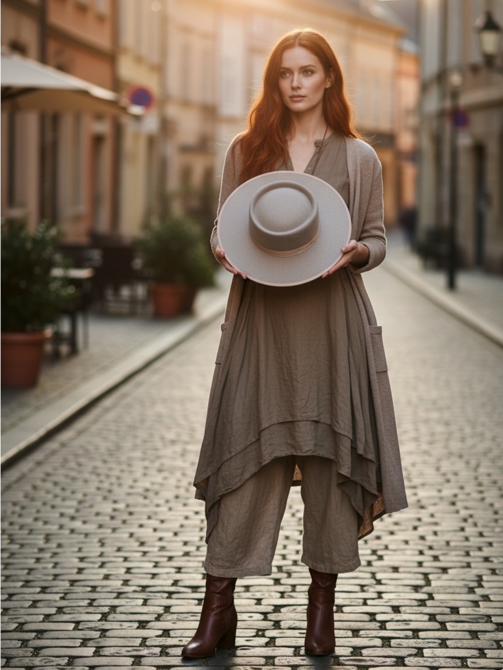 Zertrue Wool Fedora Hat Light Gray Wide Brim Structured Womens Size Small